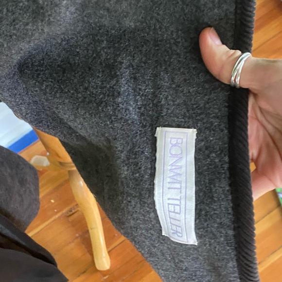 Vintage 80s A Trigere Coat trench black grey wool layered coat high collar - Picture 13 of 16